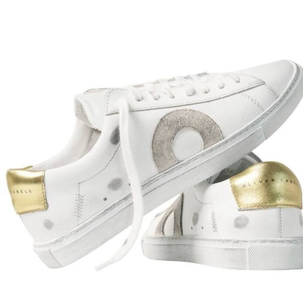 Oliver Cabell Women's White and Metallic Sneakers